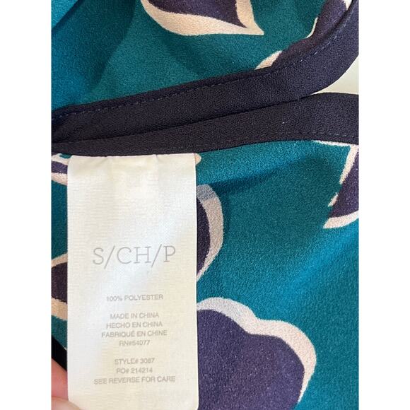 Cabi Floral Teal and Purple Sleeveless Blouse Women's Size S Career Shell - Picture 10 of 11